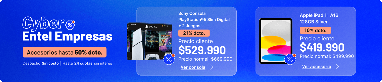 Cyber Entel empresas accesorios hasta 50% dcto.