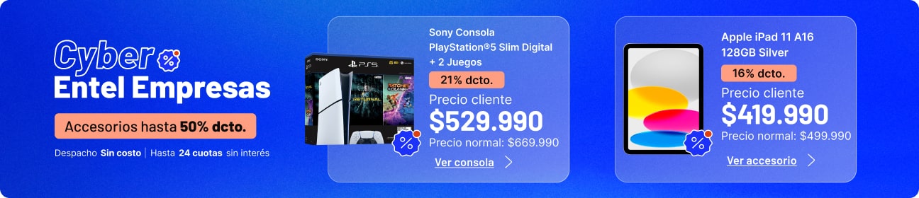 Cyber Entel empresas accesorios hasta 50% dcto.